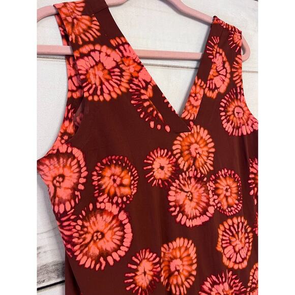 Toad & Co. Size MED Sleeveless Orange Maroon Dress Button Accents on Back - Picture 5 of 5